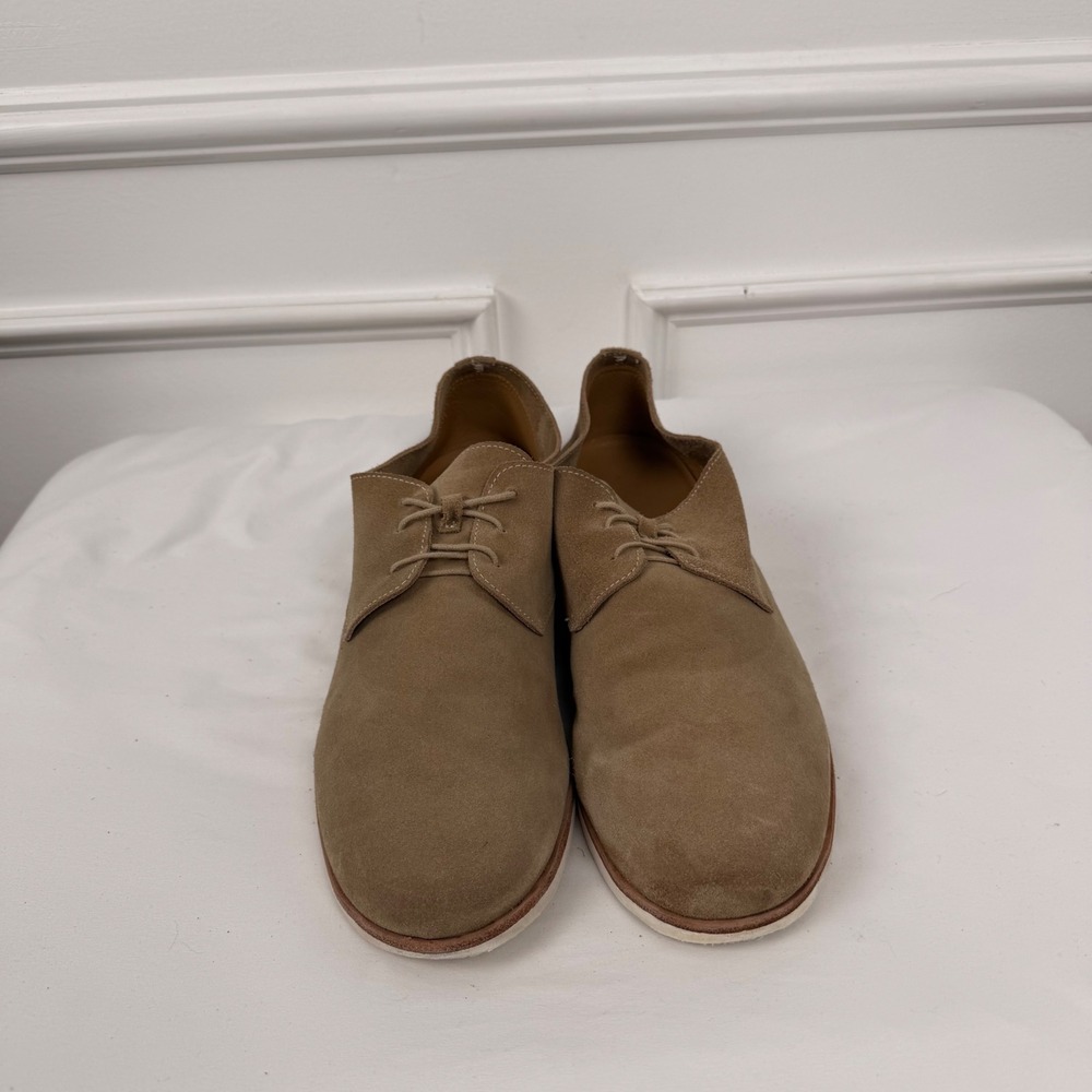 Nisolo Diego Low Top Derby Suede Shoes Mens 11 Sand Tan Leather Oxfords CR202419